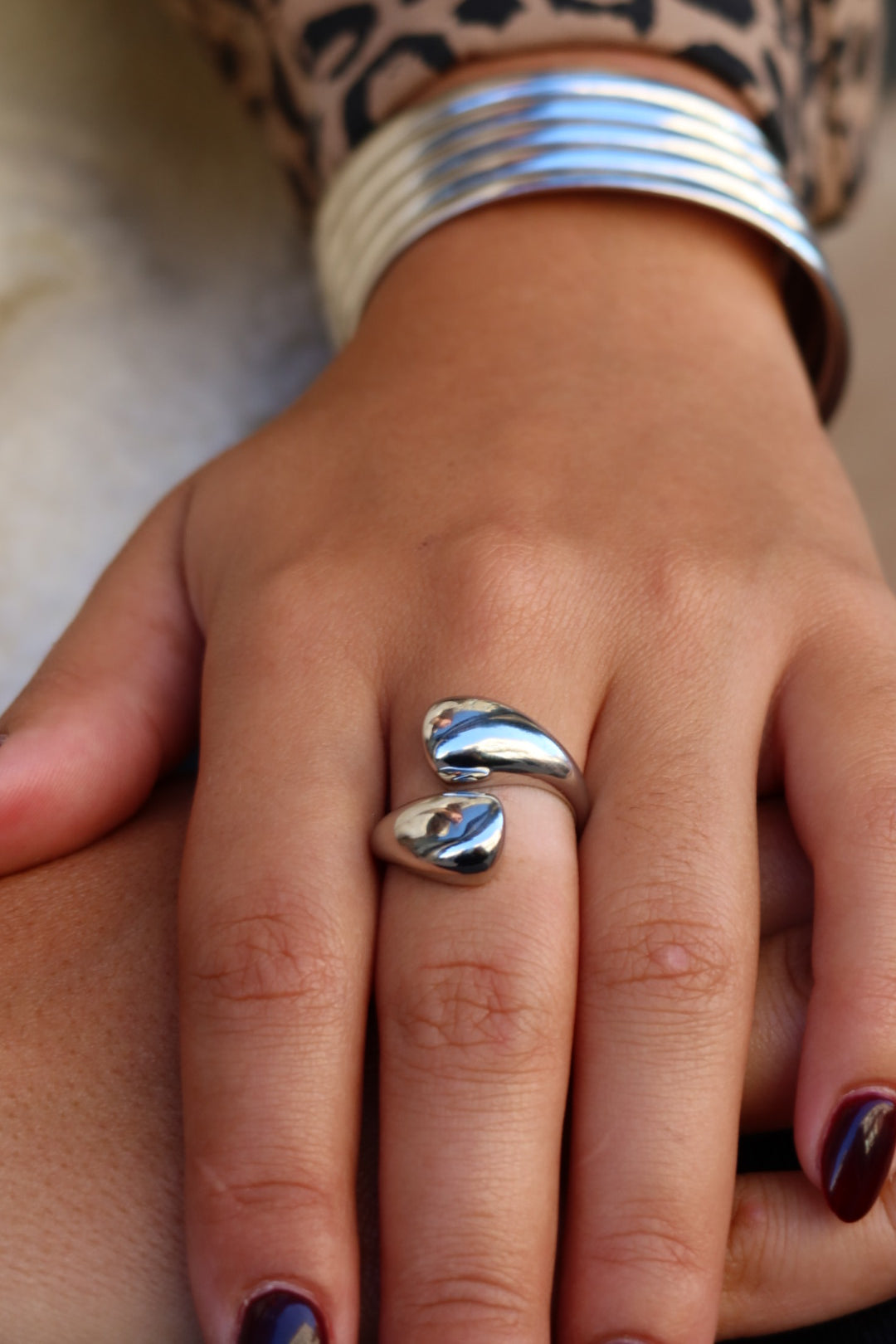 Bague Camille symétrique argentée