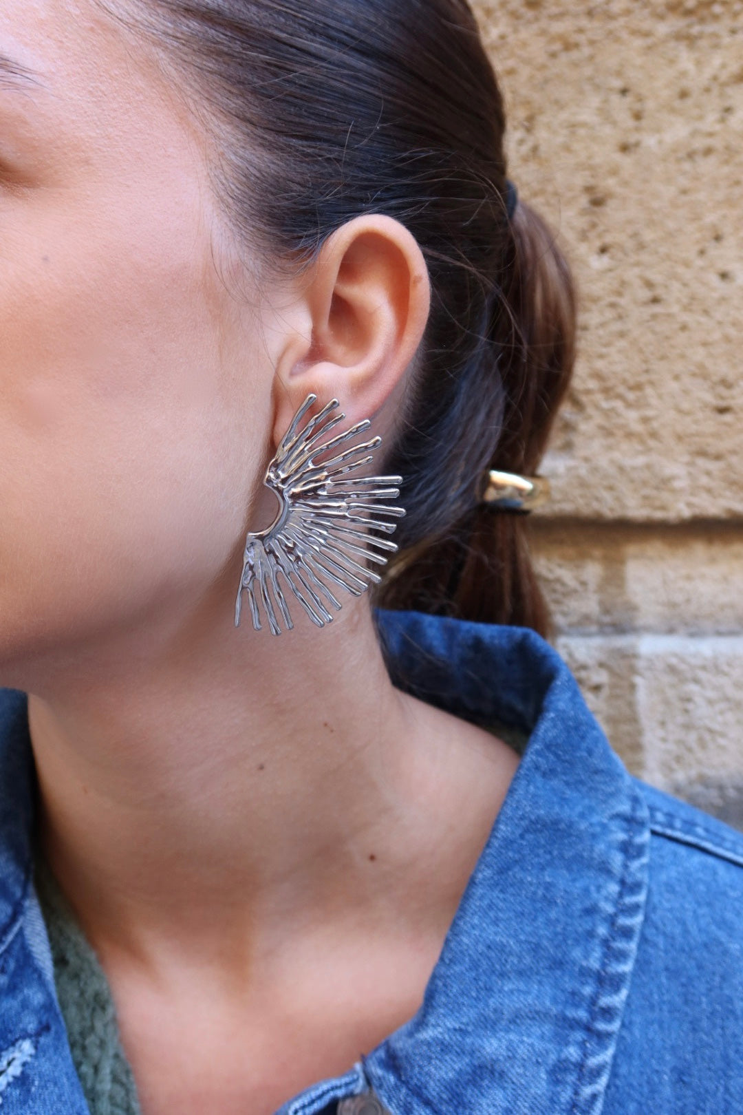 Boucles d'oreilles rayon de soleil argentées