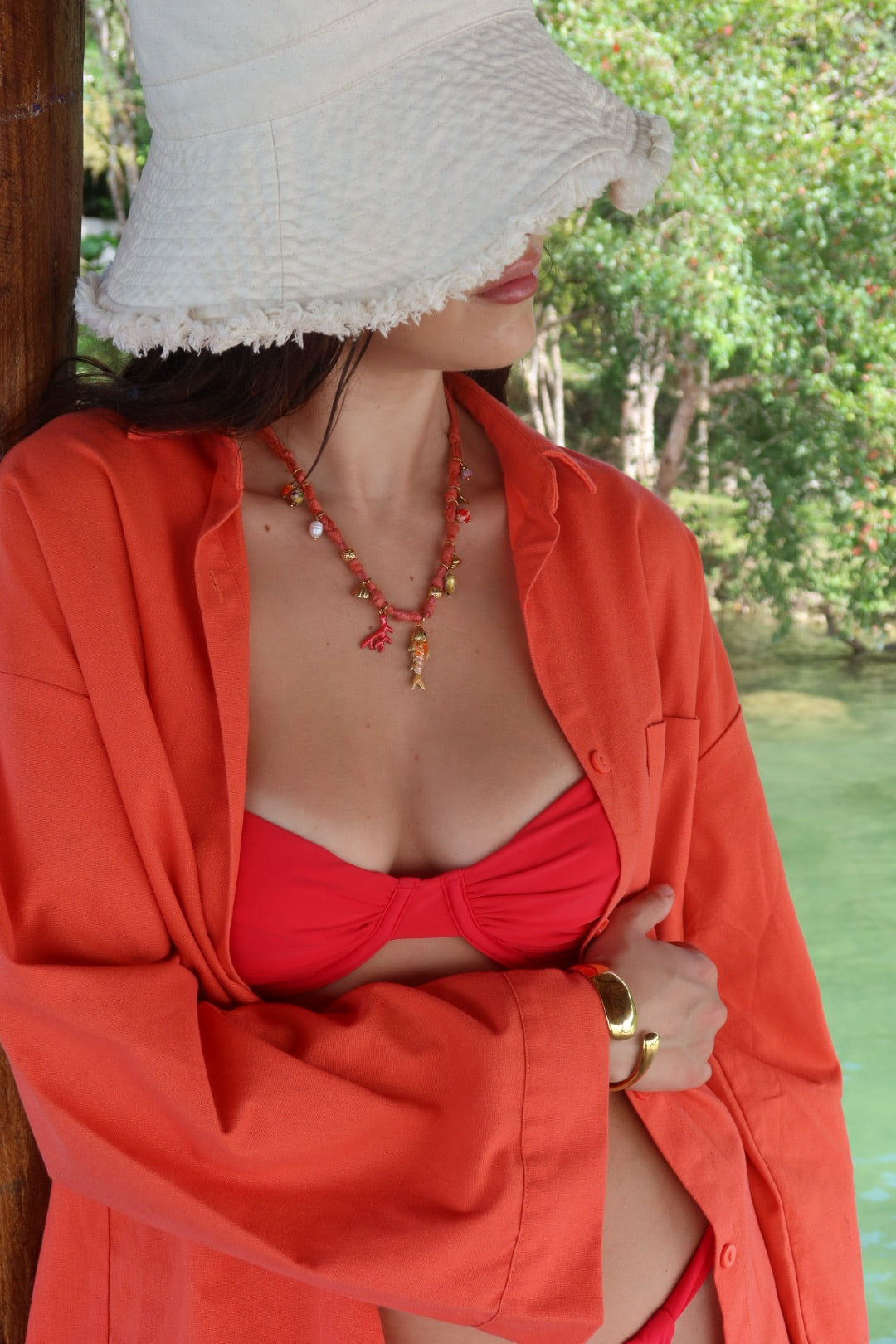 Collier corail orange