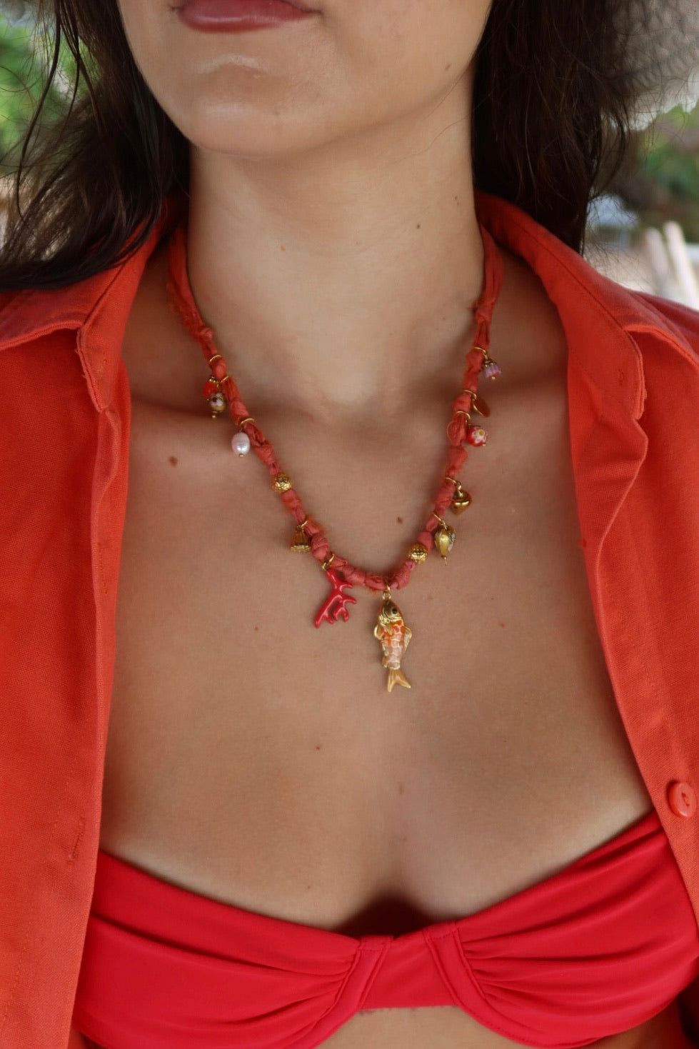 Collier corail orange