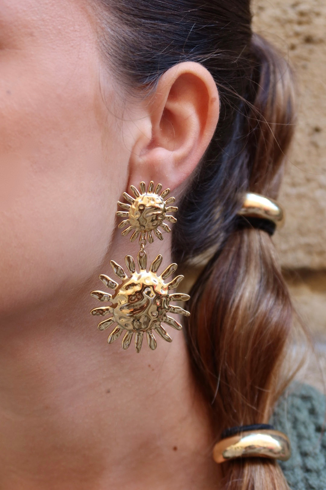 Boucles d'oreilles double soleil