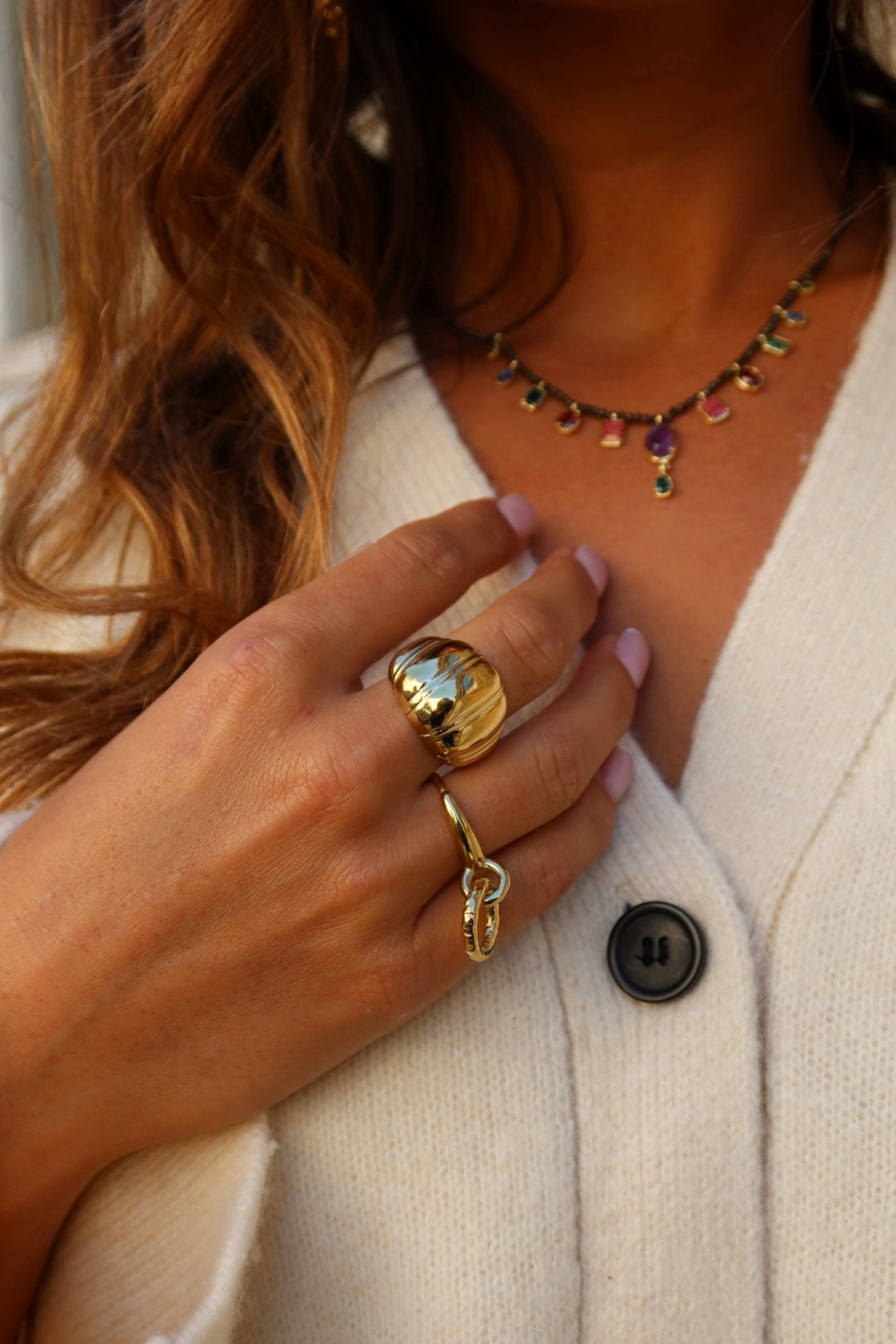 Bague Onelia dorée (pendante)