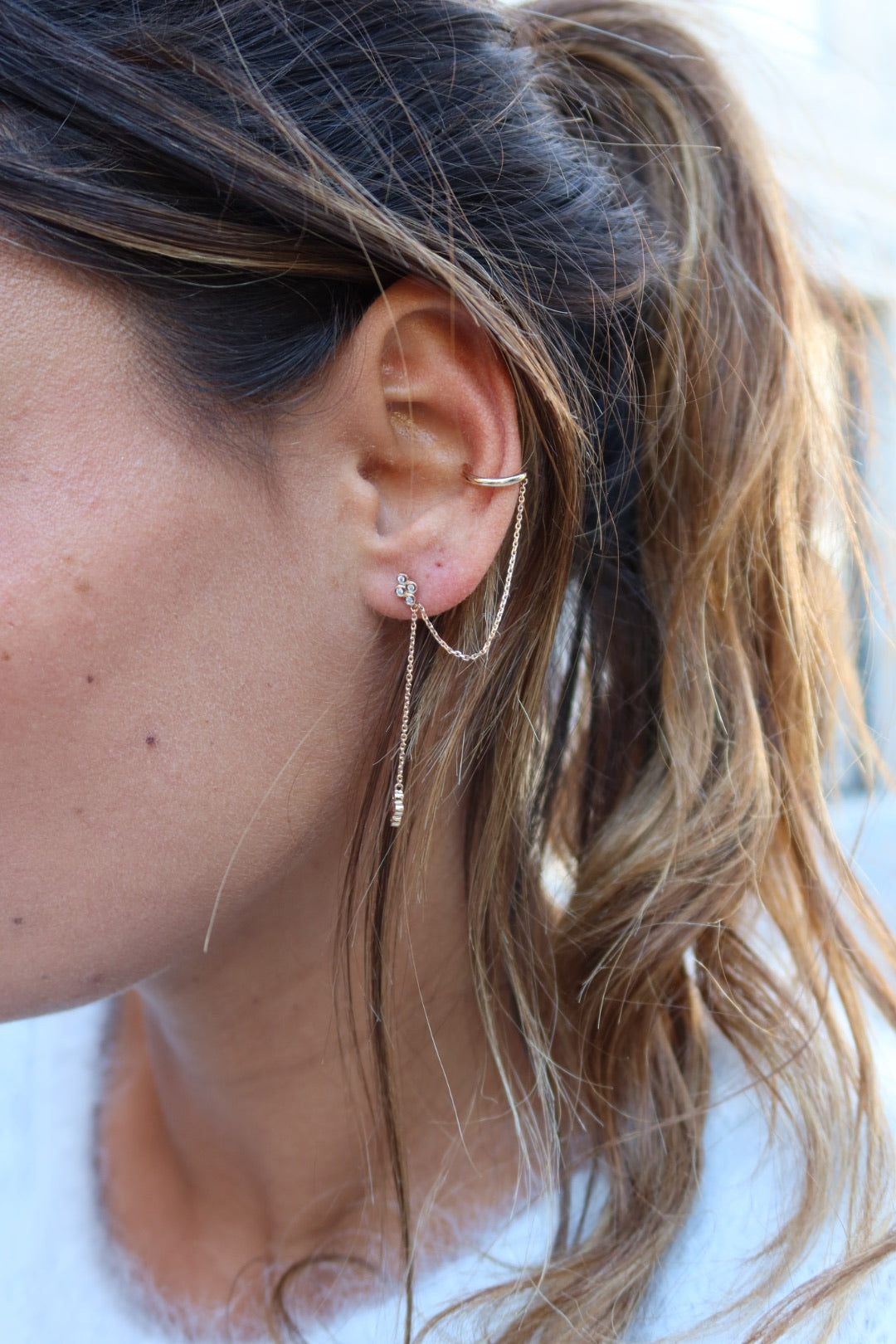 mono boucle chaîne strass