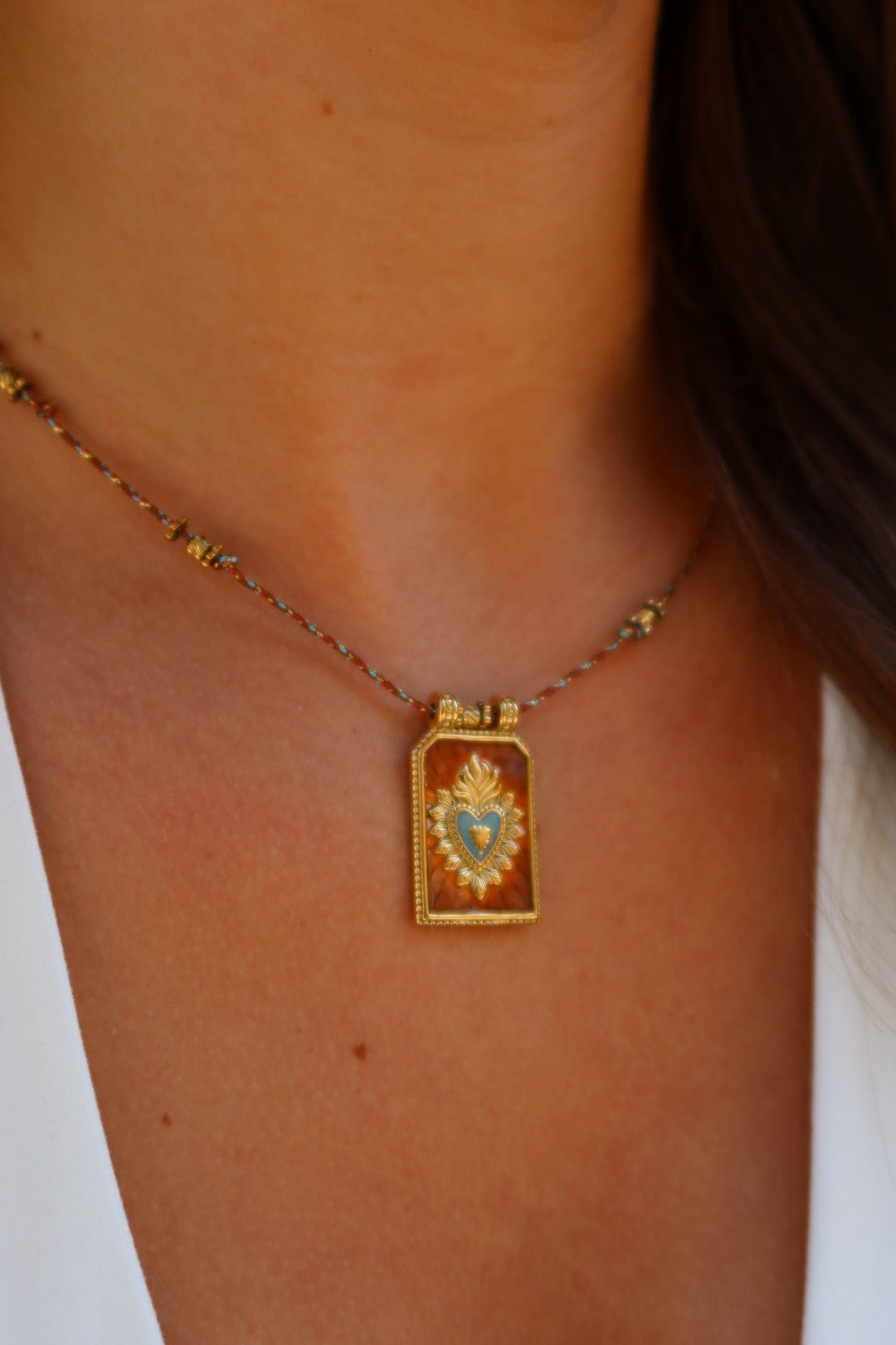 Collier con amor bleu&orange