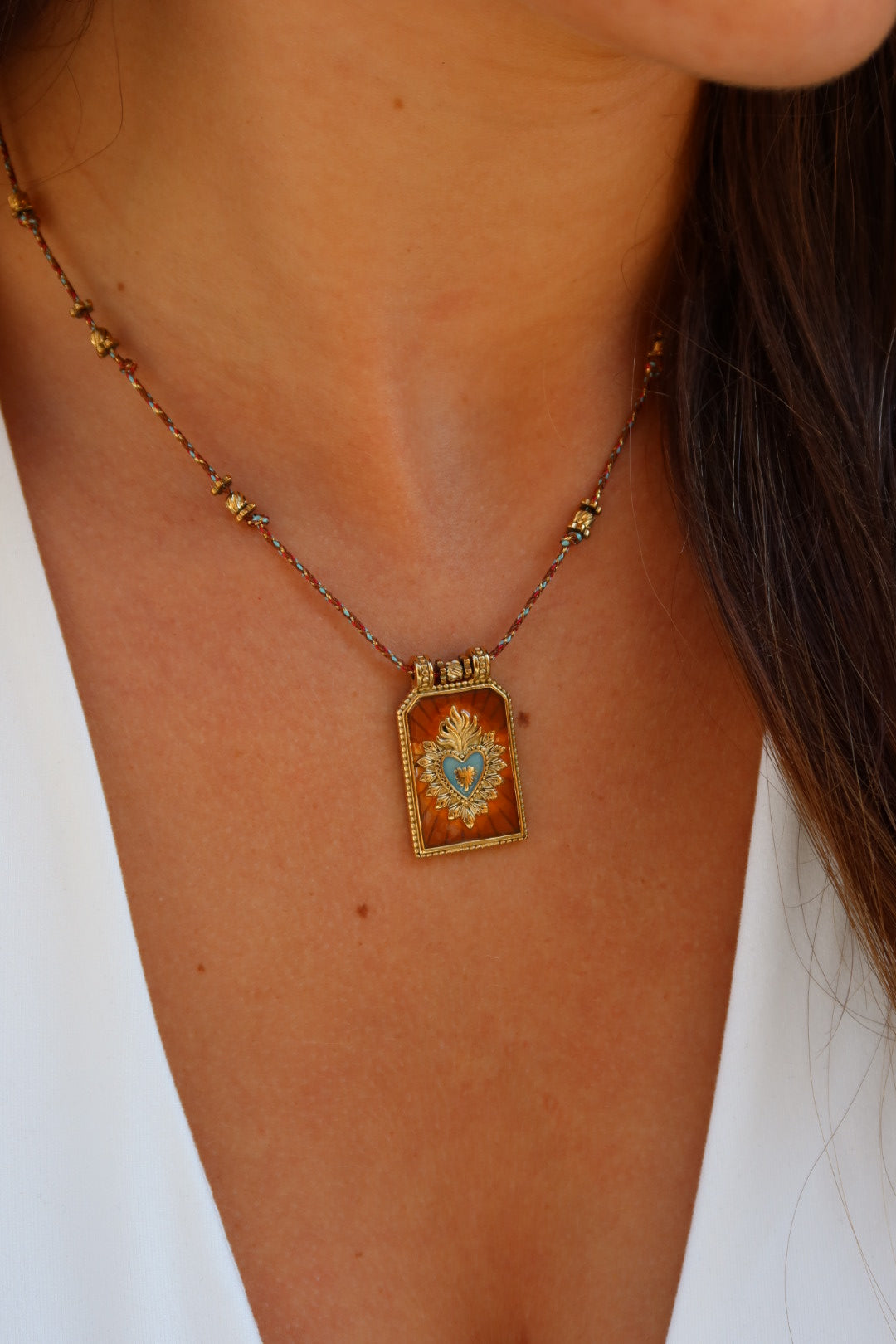 Collier con amor bleu&orange