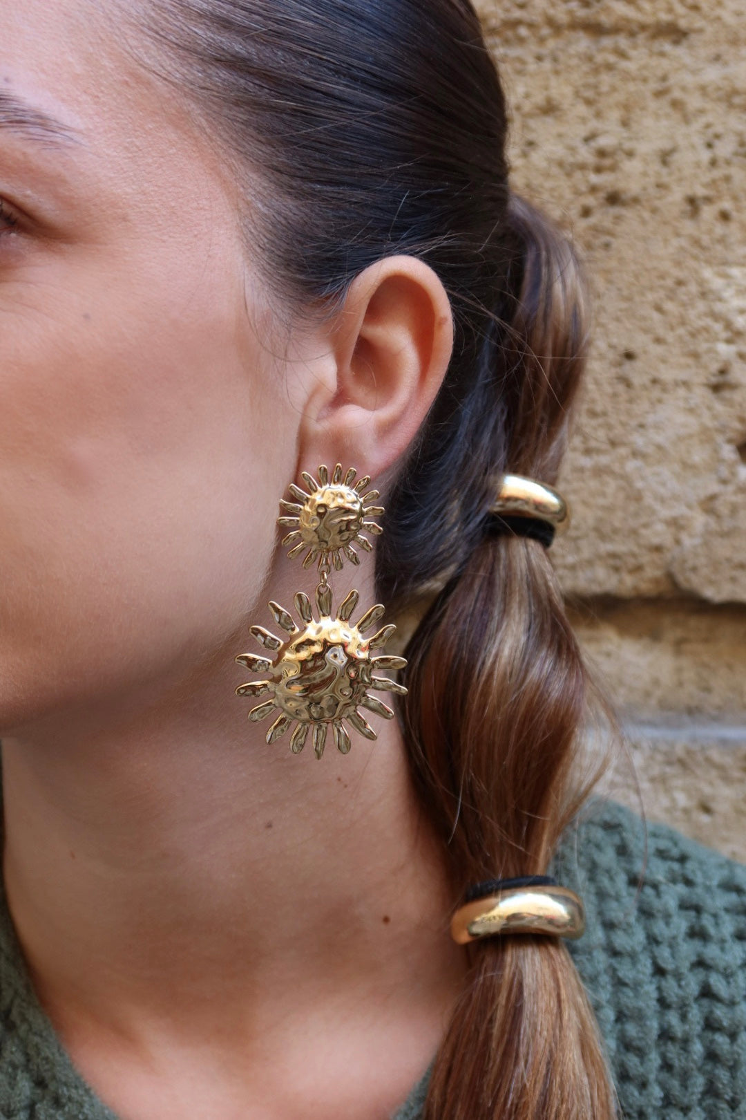 Boucles d'oreilles double soleil