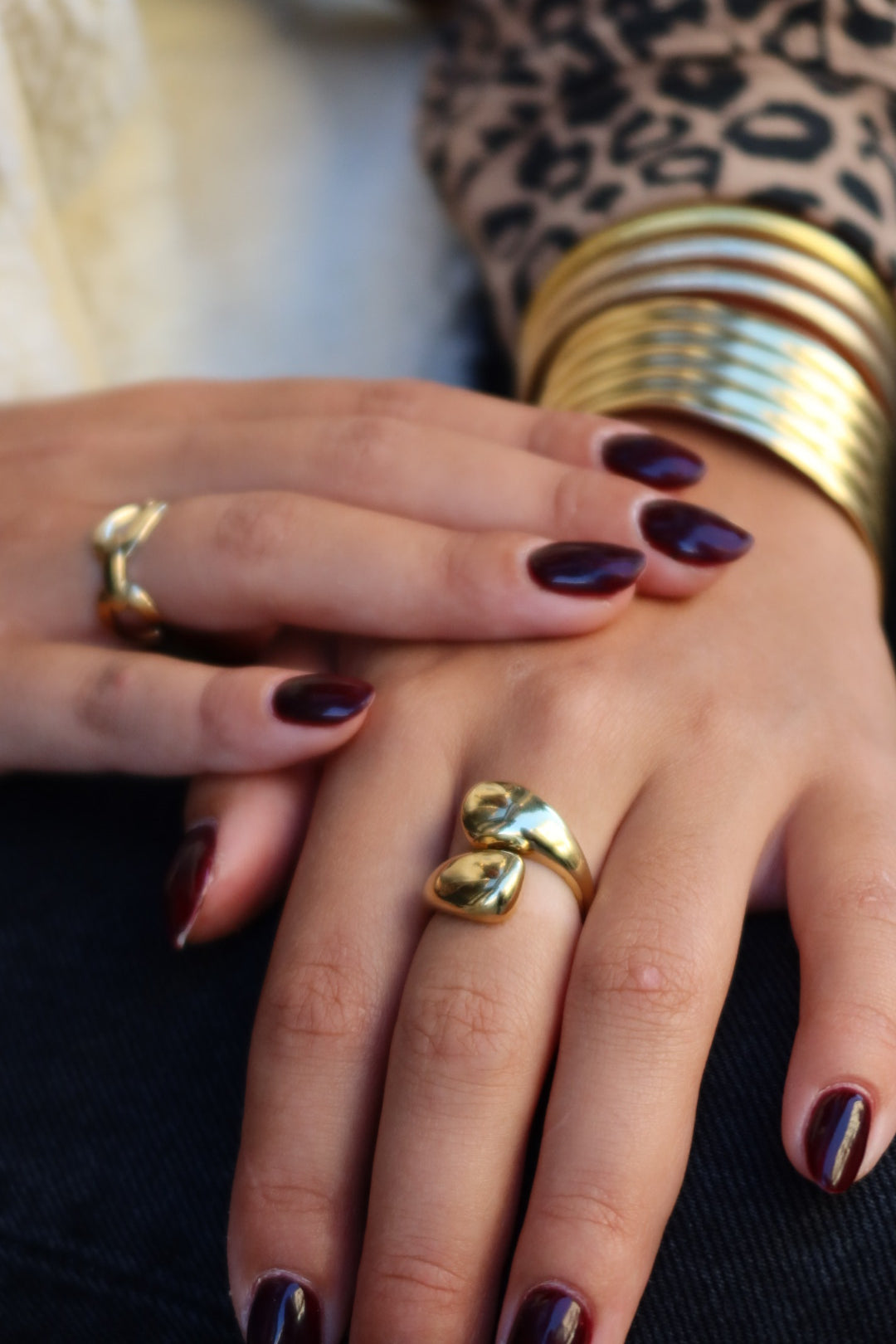 Bague Camille symétrique dorée