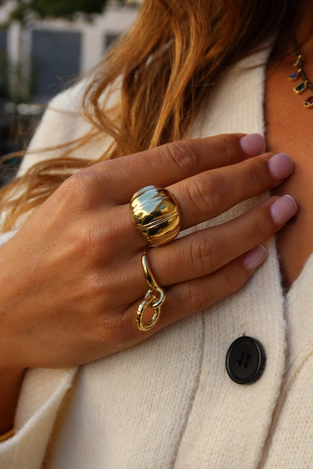 Bague Onelia dorée (pendante)