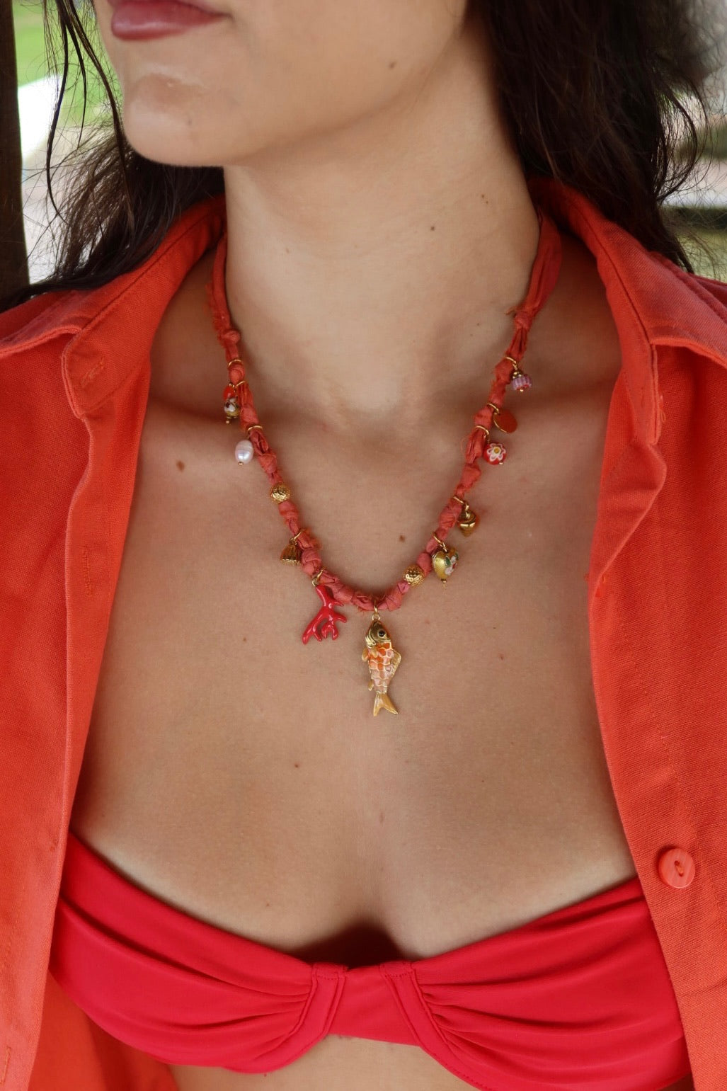 Collier corail orange