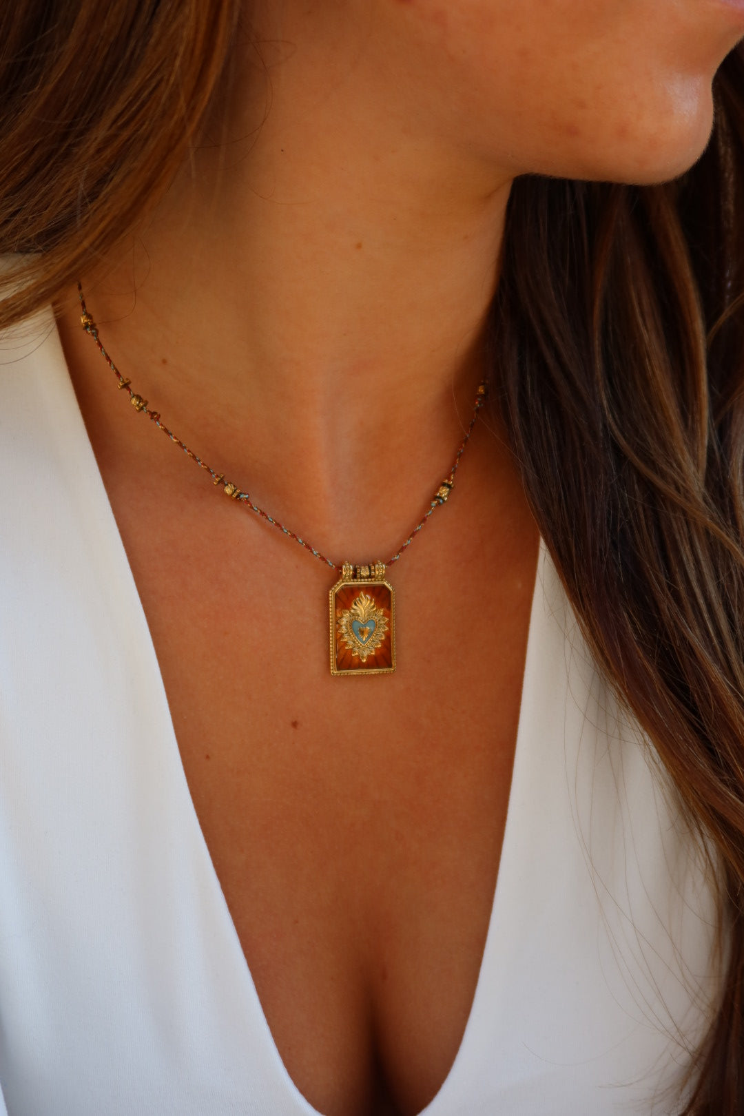 Collier con amor bleu&orange