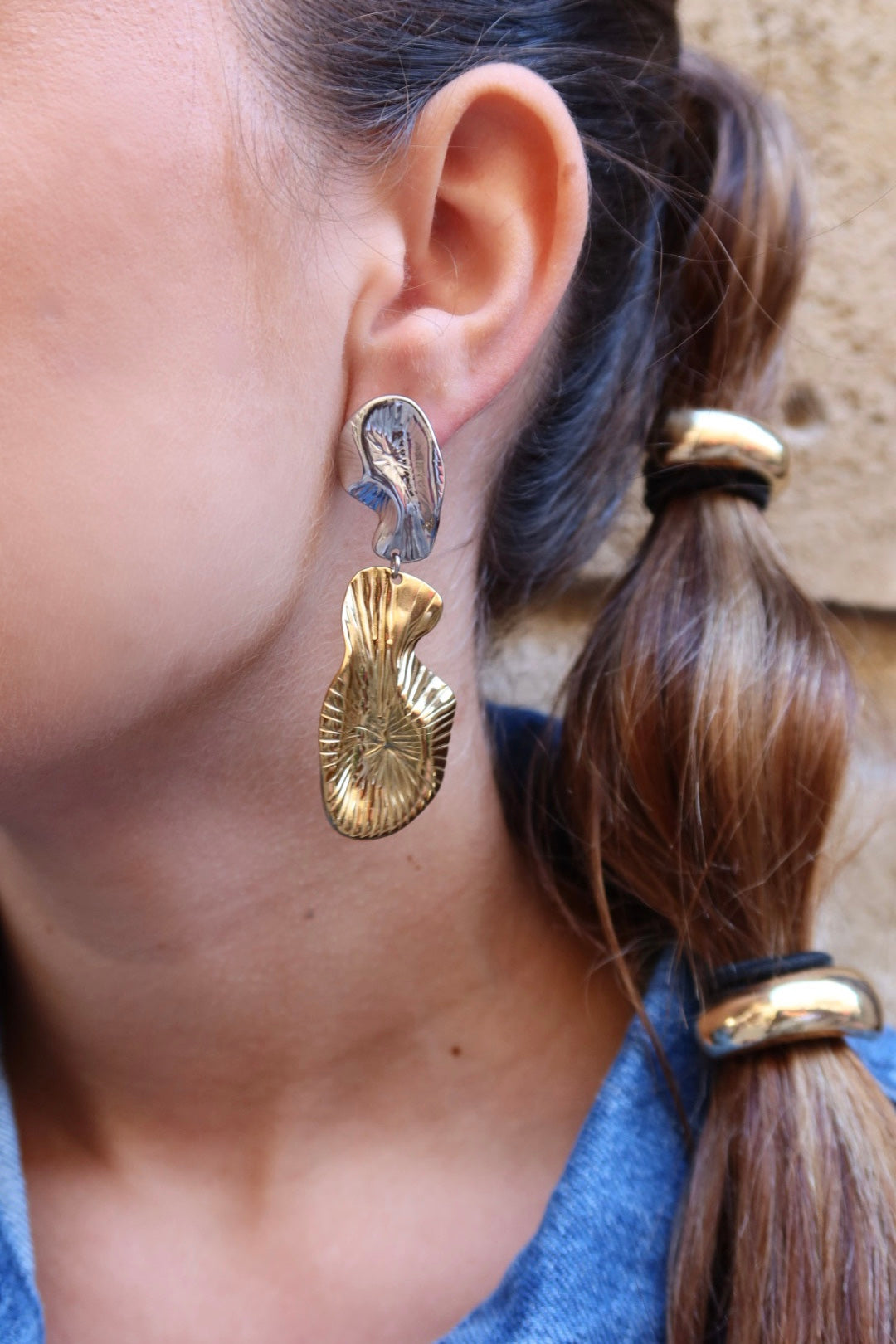 Boucles d'oreilles Luna bicolore