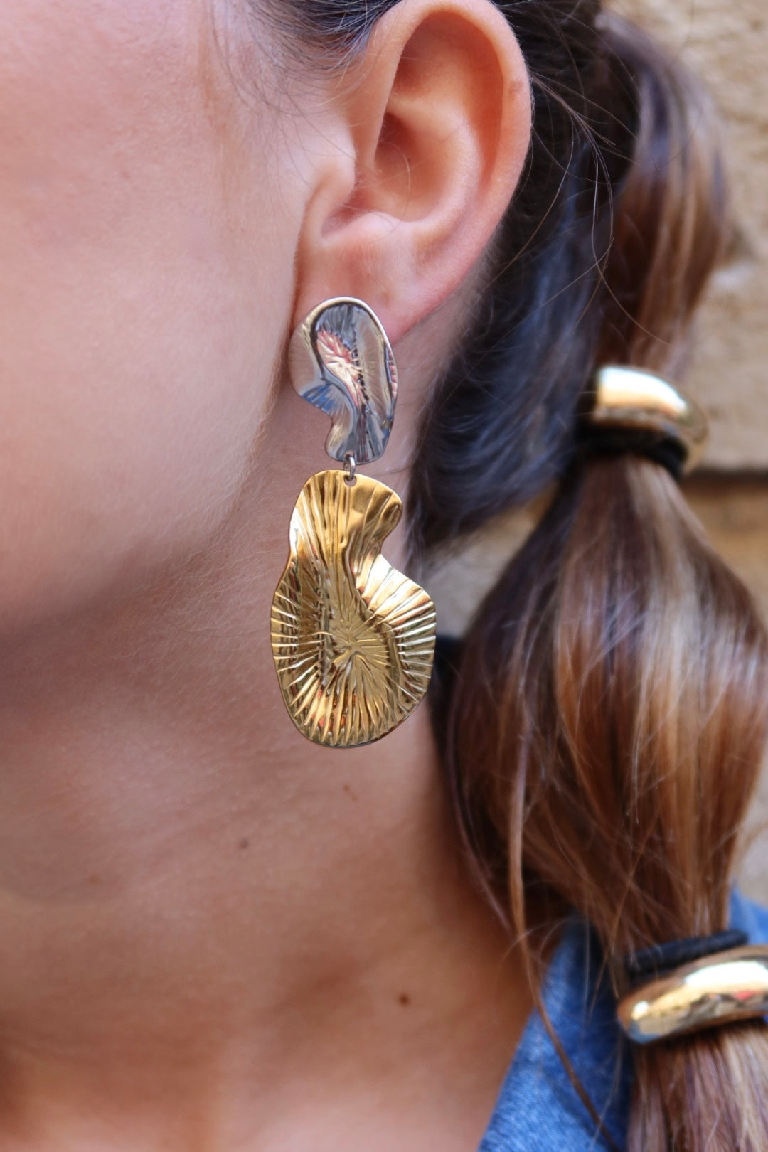 Boucles d'oreilles Luna bicolore
