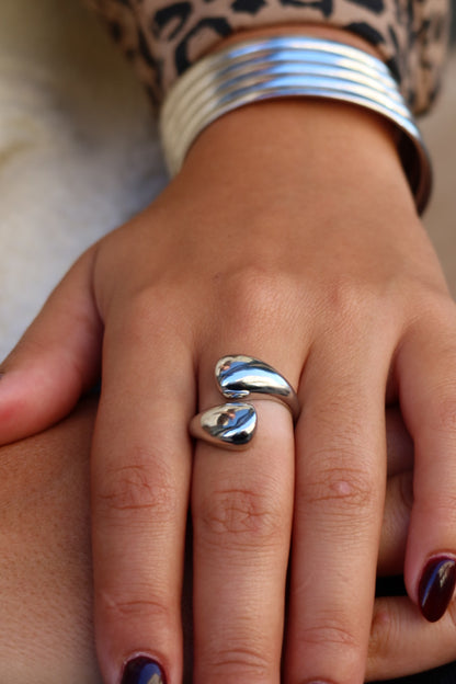 Bague Camille symétrique argentée