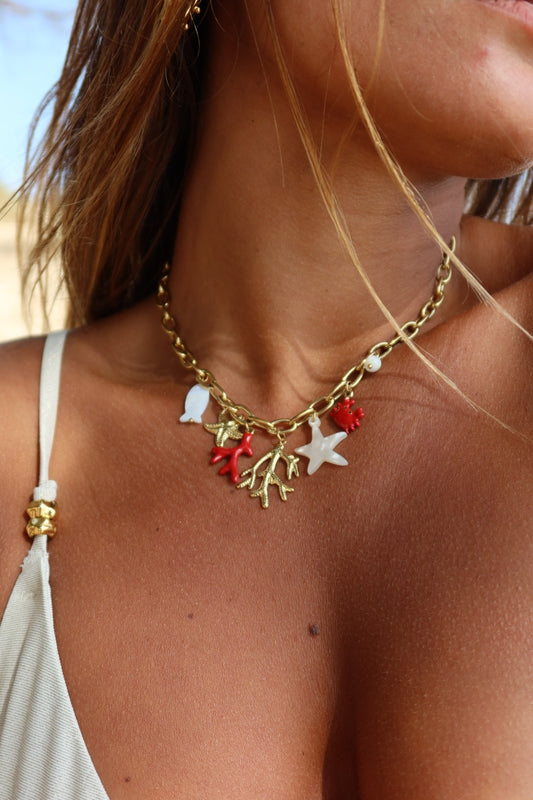 Collier corail charms