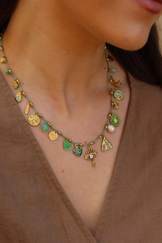 Collier boho oeil vert