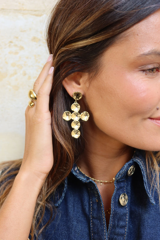 Boucles d'oreilles Croix dorées