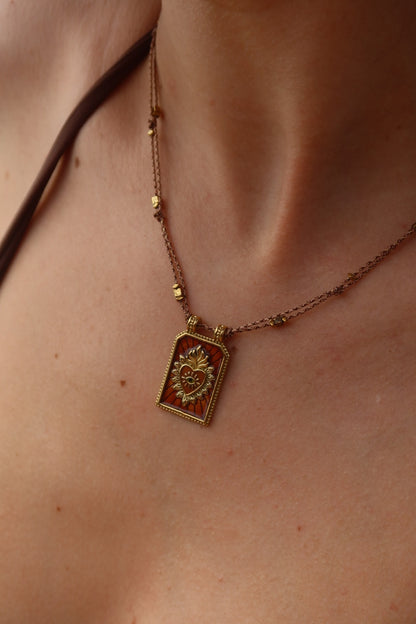 Collier Tiki marron