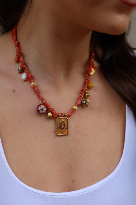 Collier maya orange