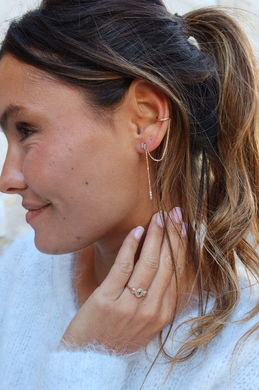 mono boucle chaîne strass