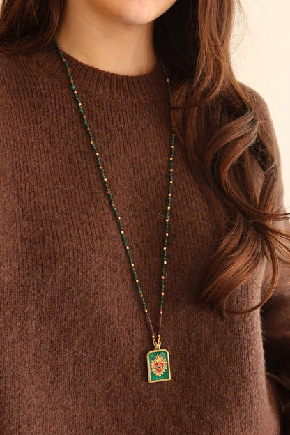Sautoir Con Amor vert & rouge