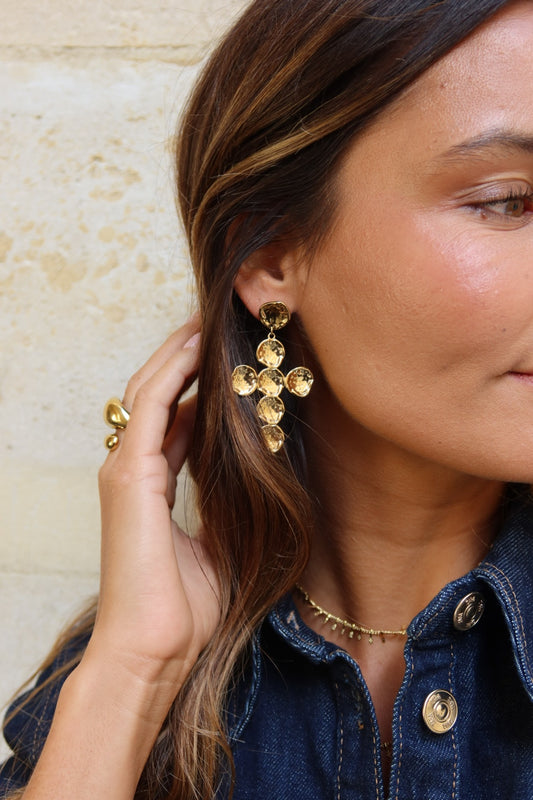 Boucles d'oreilles Croix dorées